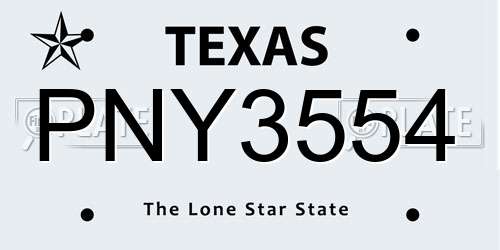 PNY3554 Texas License Plate
