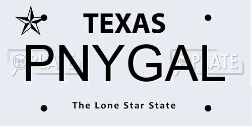 PNYGAL Texas License Plate