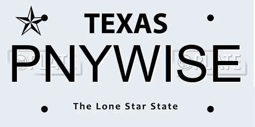 PNYWISE Texas License Plate