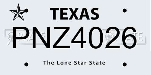 PNZ4026 Texas License Plate