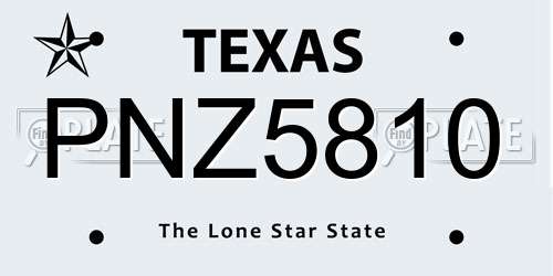 PNZ5810 Texas License Plate