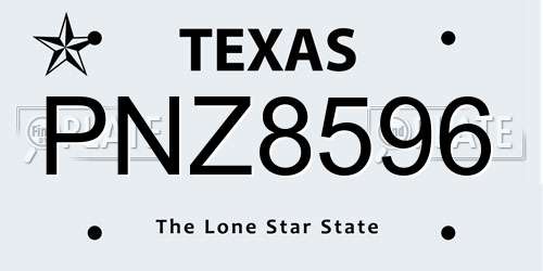 PNZ8596 Texas License Plate