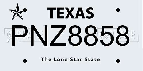 PNZ8858 Texas License Plate
