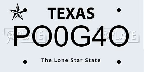 PO0G4O Texas License Plate