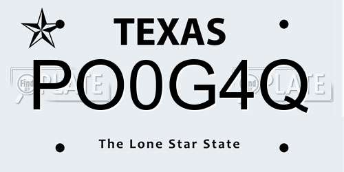PO0G4Q Texas License Plate
