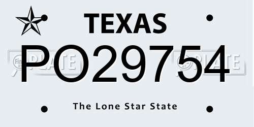 PO29754 Texas License Plate