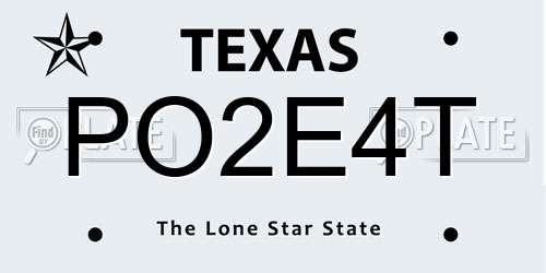PO2E4T Texas License Plate