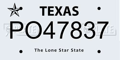 PO47837 Texas License Plate