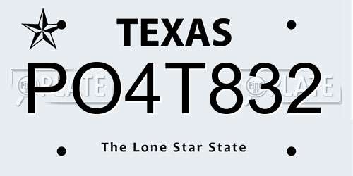 PO4T832 Texas License Plate