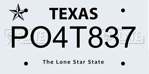 PO4T837 Texas License Plate