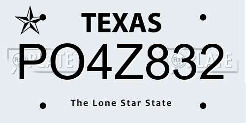 PO4Z832 Texas License Plate