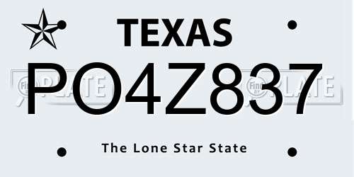 PO4Z837 Texas License Plate