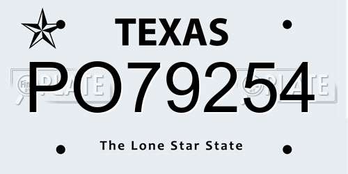 PO79254 Texas License Plate