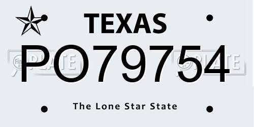 PO79754 Texas License Plate
