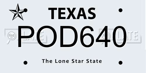POD640 Texas License Plate