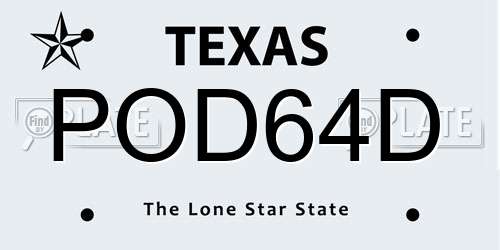 POD64D Texas License Plate
