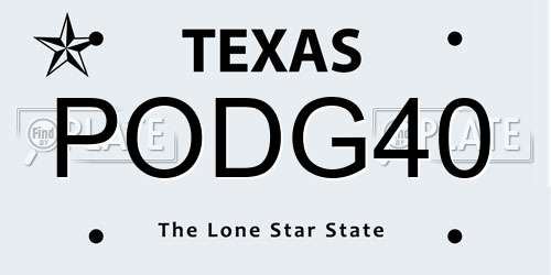 PODG40 Texas License Plate