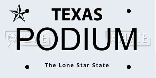 PODIUM Texas License Plate