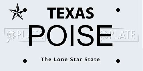 POISE Texas License Plate