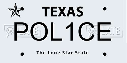POL1CE Texas License Plate