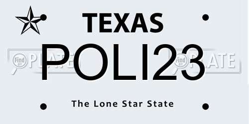 POLI23 Texas License Plate