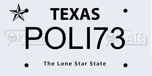POLI73 Texas License Plate