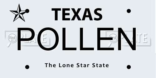 POLLEN Texas License Plate