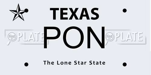 PON Texas License Plate