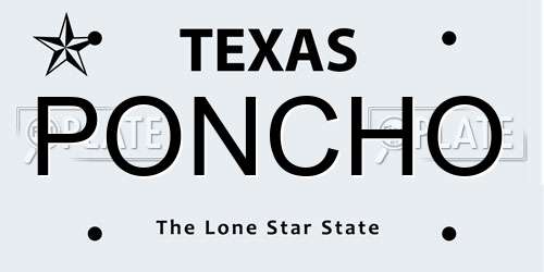PONCHO Texas License Plate