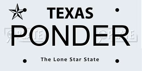 PONDER Texas License Plate