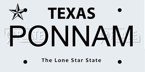 PONNAM Texas License Plate