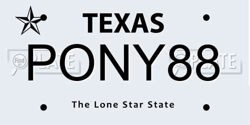 PONY88 Texas License Plate