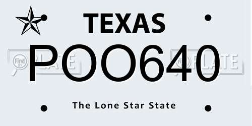 POO640 Texas License Plate