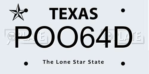 POO64D Texas License Plate