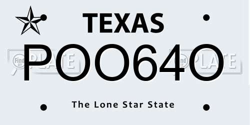 POO64O Texas License Plate
