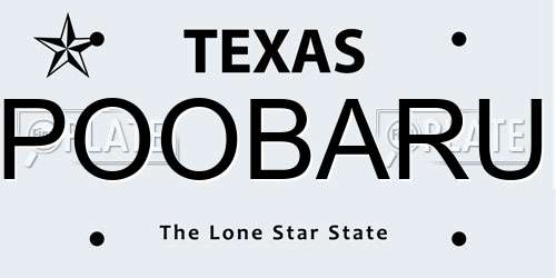 POOBARU Texas License Plate