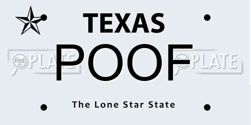 POOF Texas License Plate
