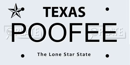 POOFEE Texas License Plate
