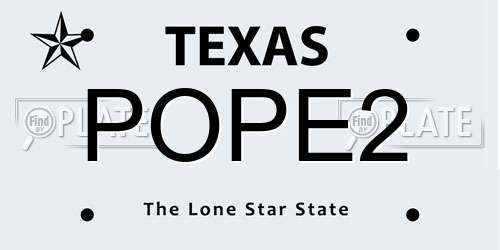 POPE2 Texas License Plate