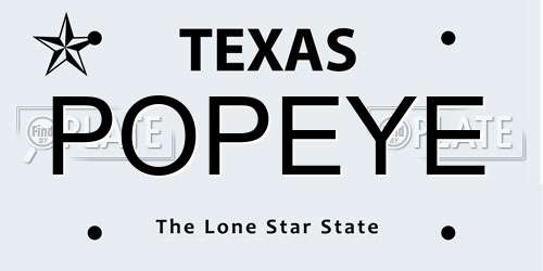 POPEYE Texas License Plate