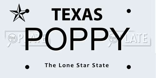 POPPY Texas License Plate