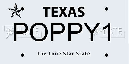 POPPY1 Texas License Plate