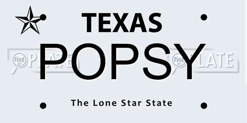 POPSY Texas License Plate