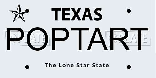 POPTART Texas License Plate