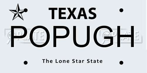 POPUGH Texas License Plate