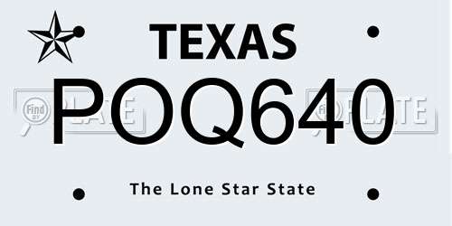 POQ640 Texas License Plate