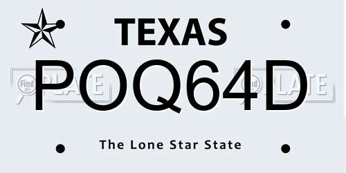 POQ64D Texas License Plate