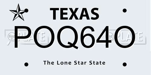 POQ64O Texas License Plate