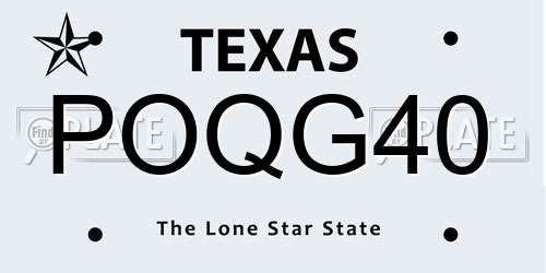 POQG40 Texas License Plate