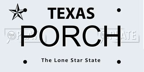 PORCH Texas License Plate